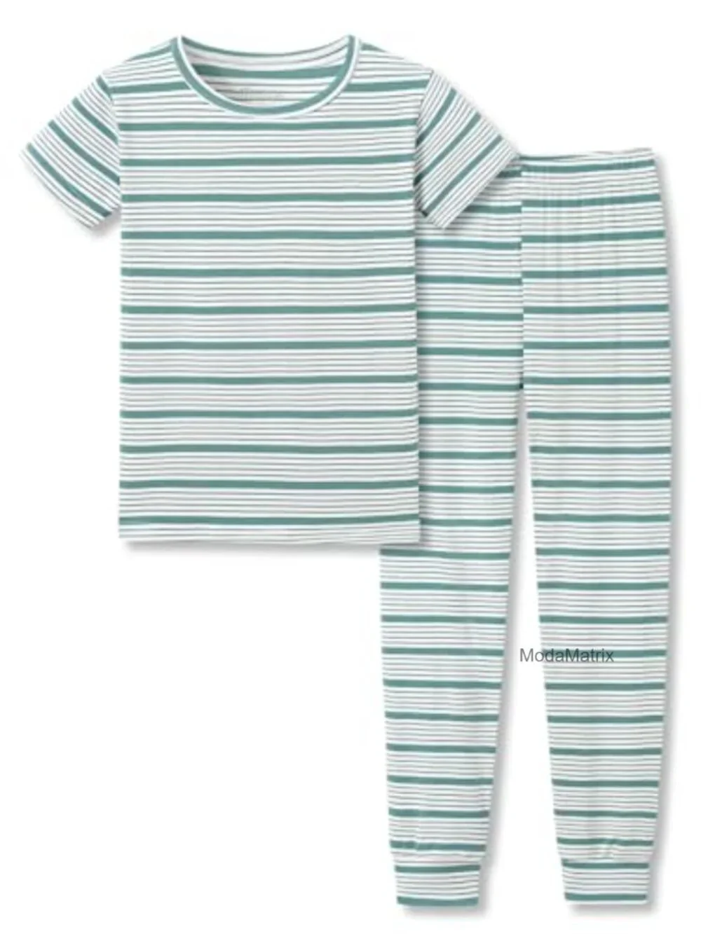 Kids 2PC Pajama Set, Short Sleeve Crewneck Top & Elastic Waist Pants, 95%